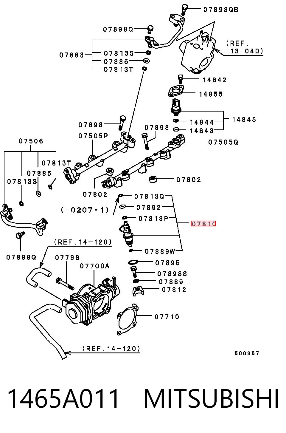 1465A011 Mitsubishi Injetor de injeção de combustível