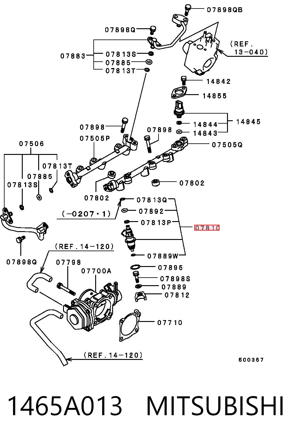 1465A013 Mitsubishi Injetor de injeção de combustível