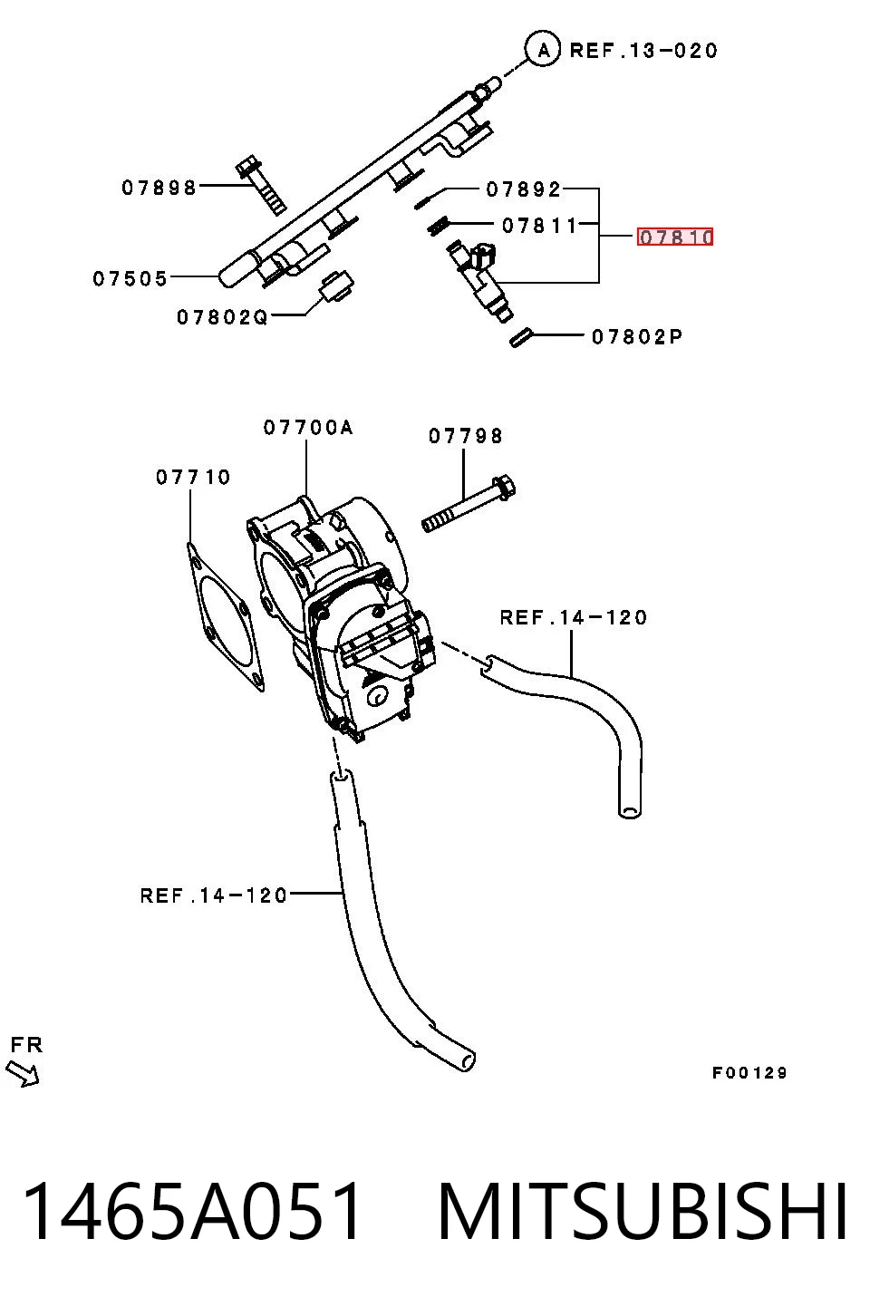 1465A051 Mitsubishi Injetor de injeção de combustível