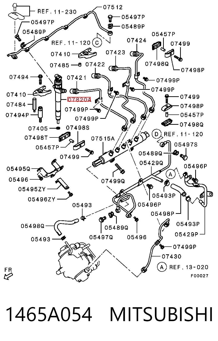1465A054 Mitsubishi Injetor de injeção de combustível