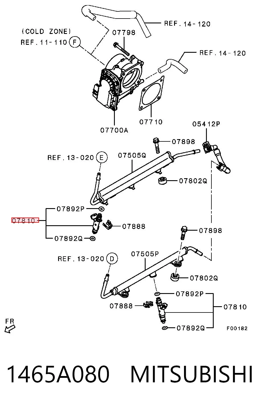 1465A080 Mitsubishi Injetor de injeção de combustível