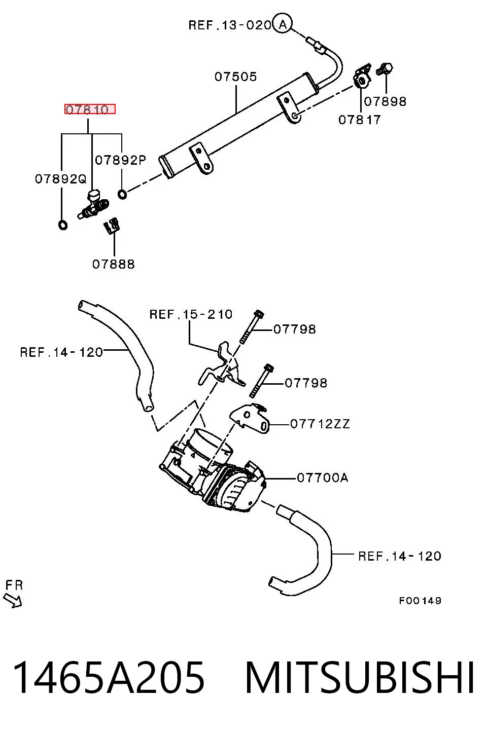 1465A205 Mitsubishi Injetor de injeção de combustível