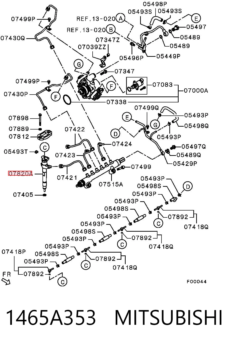 1465A353 Mitsubishi Injetor de injeção de combustível