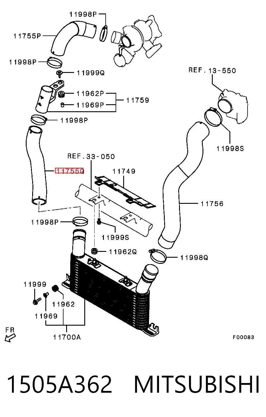 1505A362 Mitsubishi Mangueira (cano derivado) de intercooler