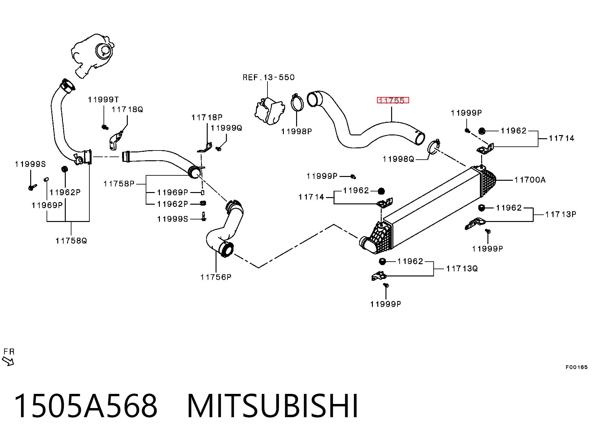1505A568 Mitsubishi Mangueira (cano derivado) de intercooler