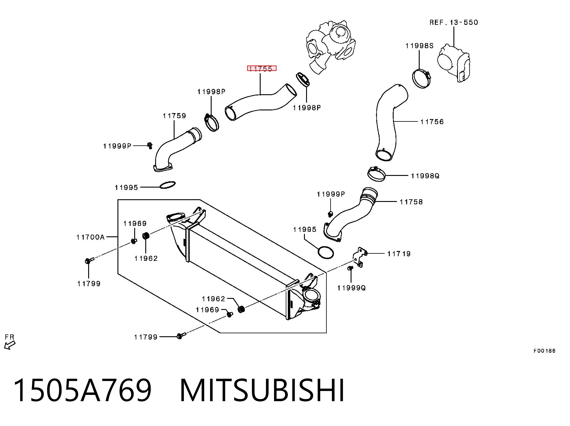1505A769 Mitsubishi Mangueira (cano derivado) de intercooler