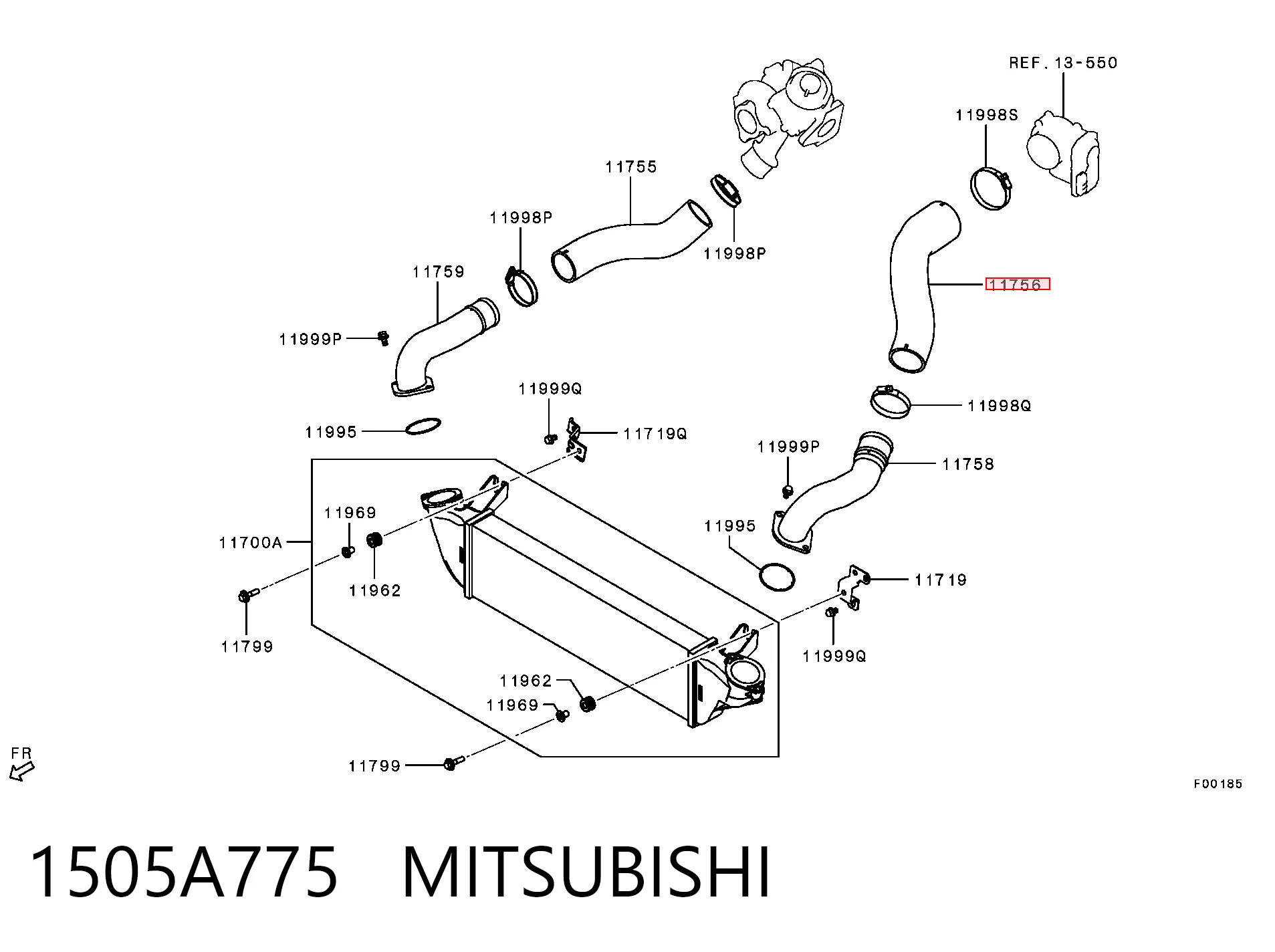 1505A775 Mitsubishi Mangueira (cano derivado) de intercooler
