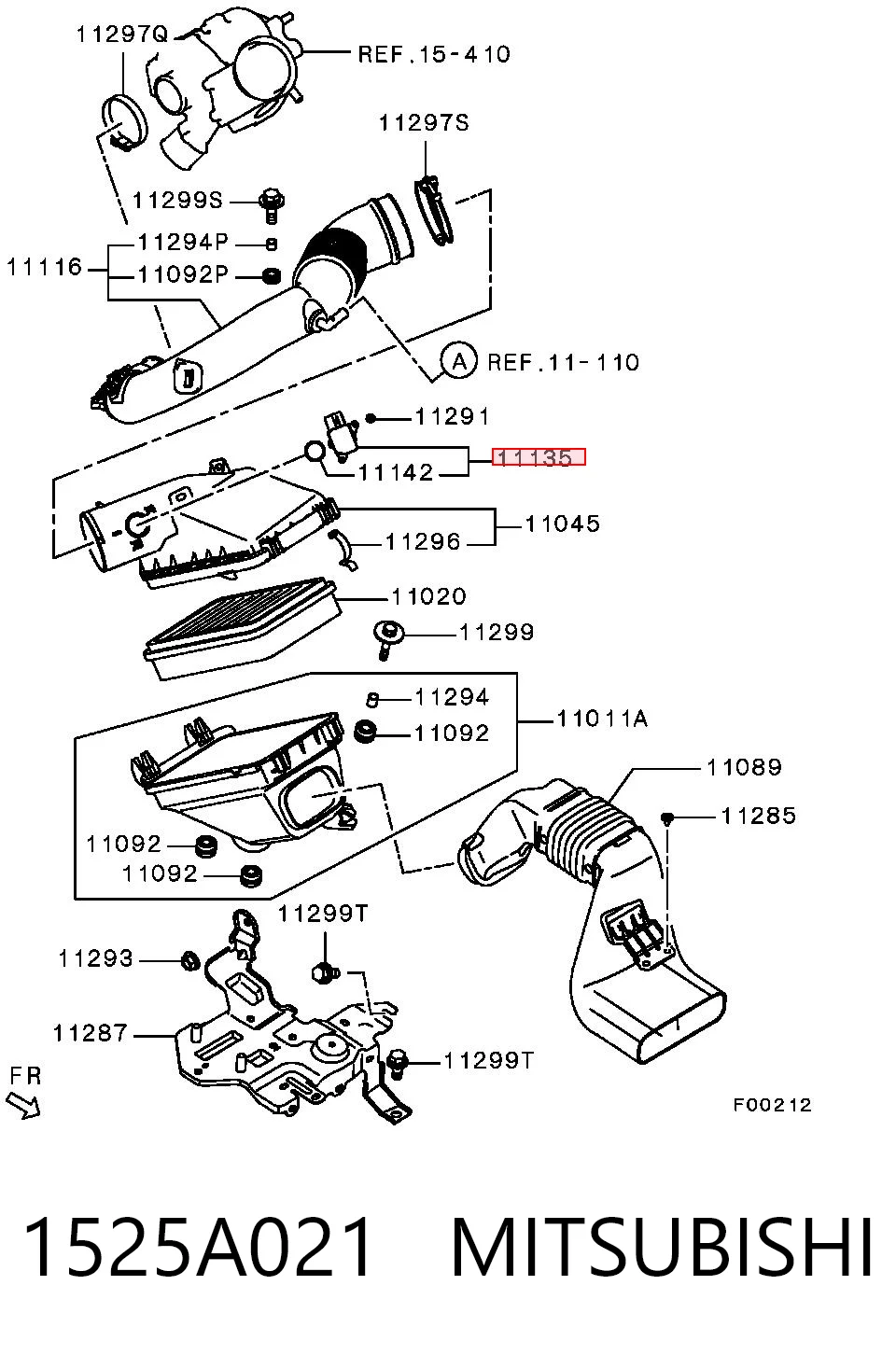 1525A021 Mitsubishi Sensor de fluxo (consumo) de ar, medidor de consumo M.A.F. - (Mass Airflow)