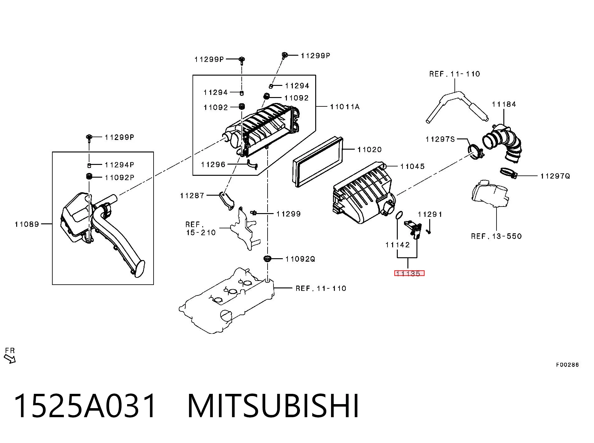 1525A031 Mitsubishi Sensor de fluxo (consumo) de ar, medidor de consumo M.A.F. - (Mass Airflow)