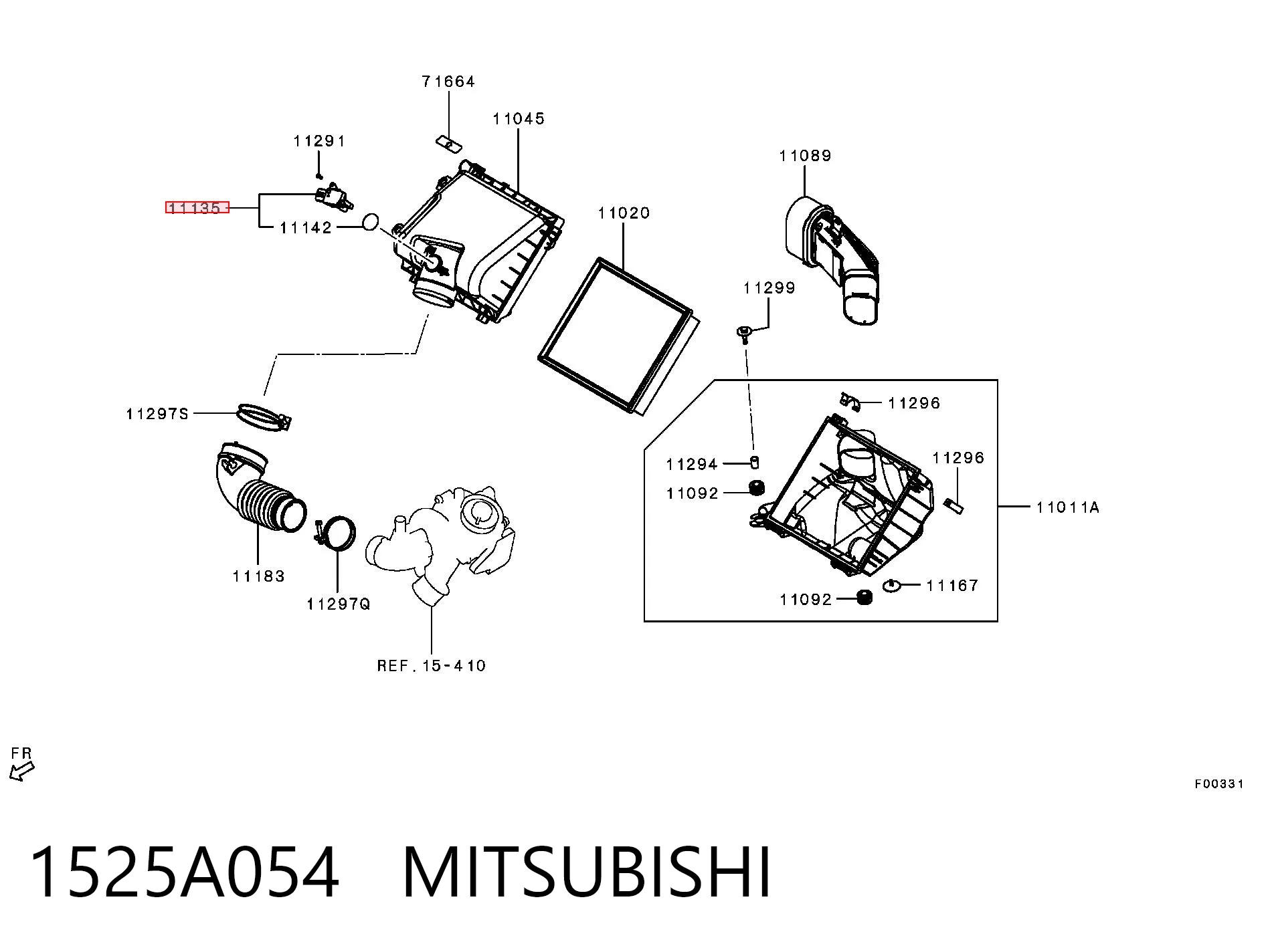 1525A054 Mitsubishi Sensor de fluxo (consumo) de ar, medidor de consumo M.A.F. - (Mass Airflow)