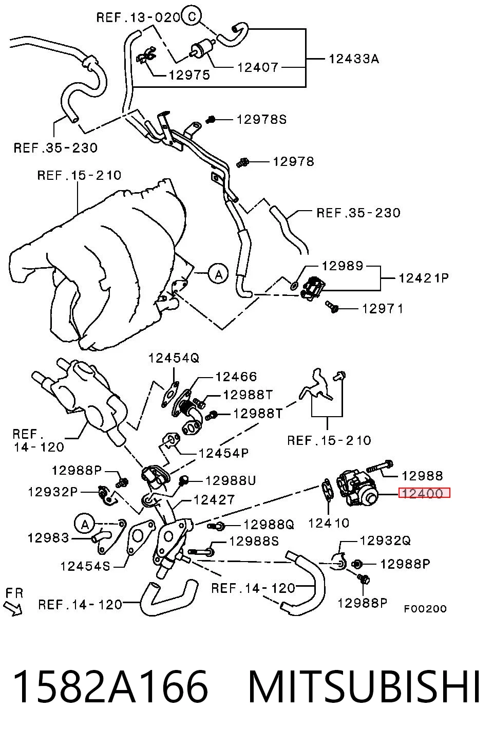 1582A166 Mitsubishi Válvula EGR de recirculação dos gases