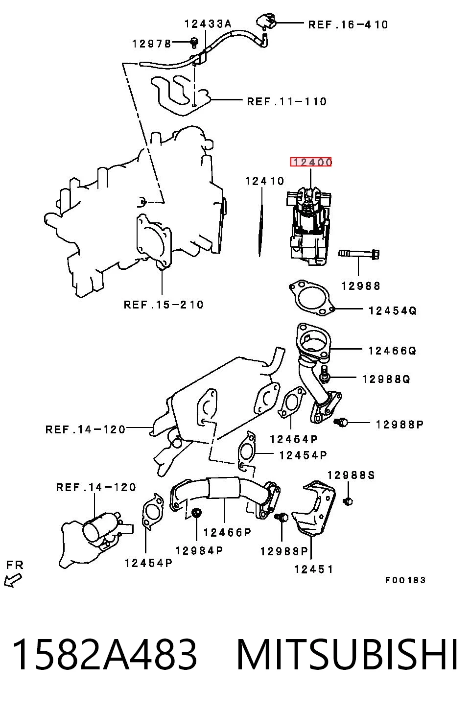 1582A483 Mitsubishi Válvula EGR de recirculação dos gases