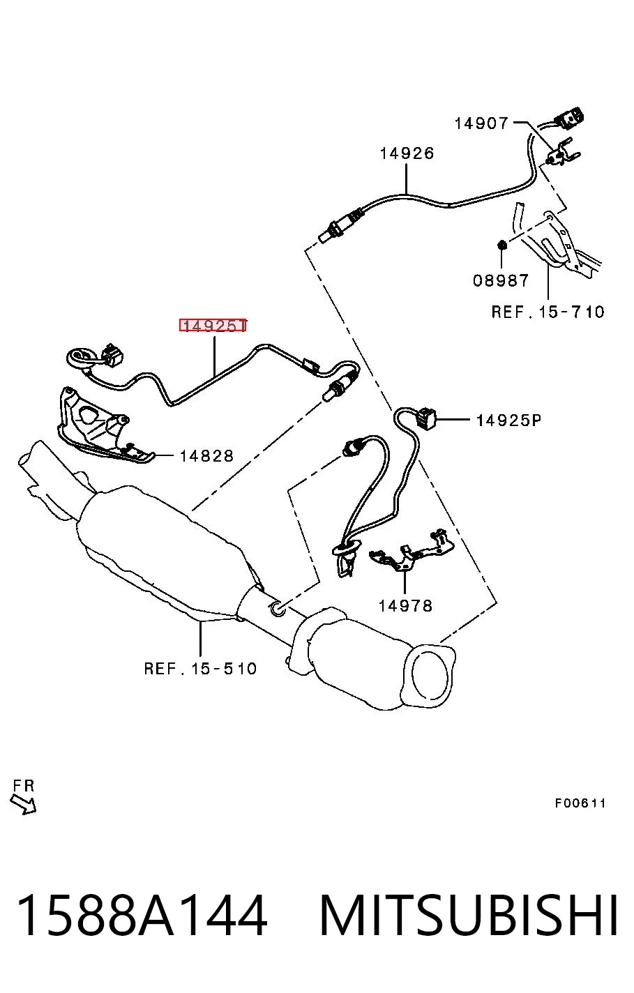 1588A144 Mitsubishi Sonda lambda, sensor de oxigênio depois de catalisador