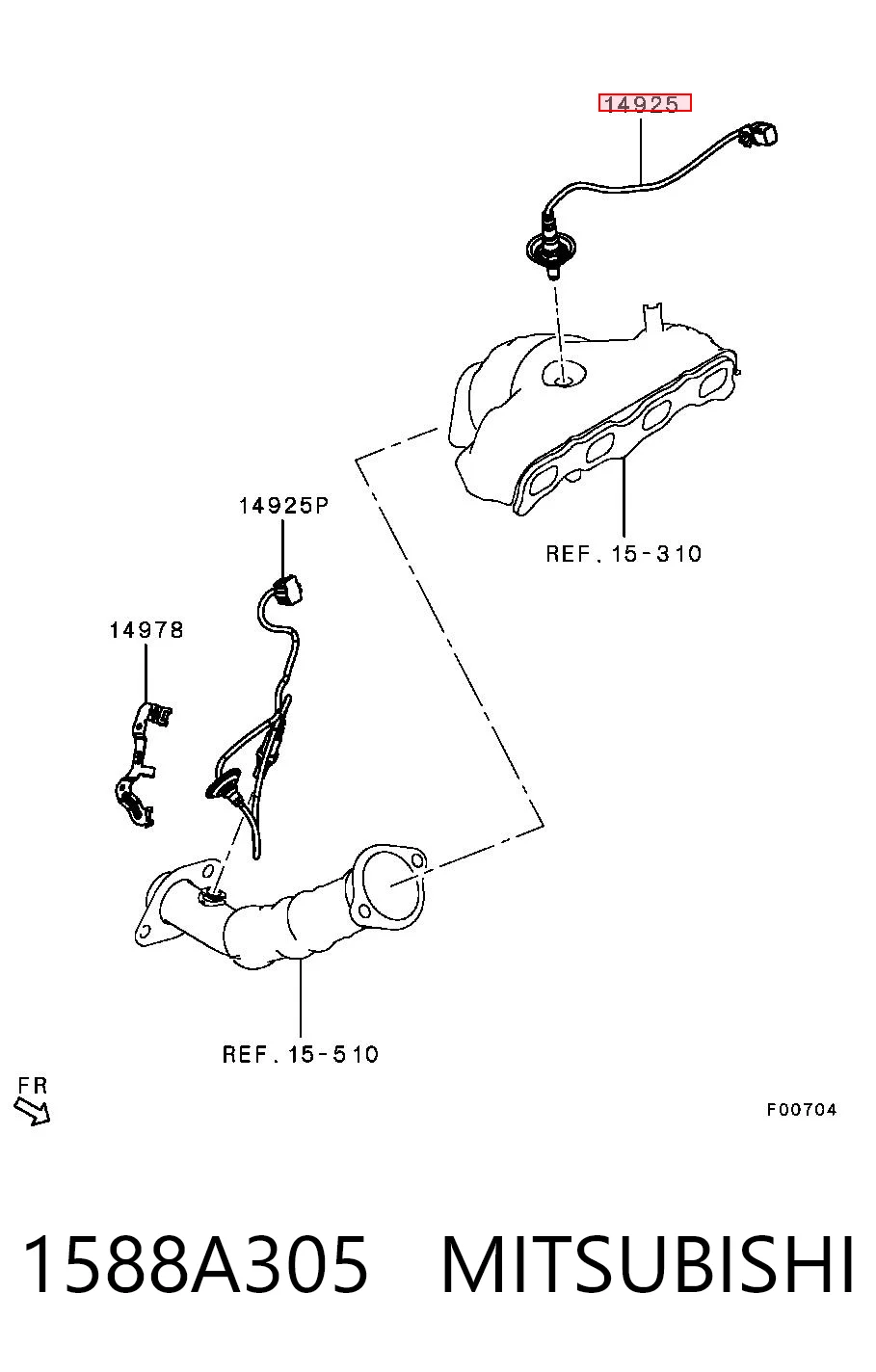 1588A305 Mitsubishi Sonda lambda, sensor de oxigênio até o catalisador