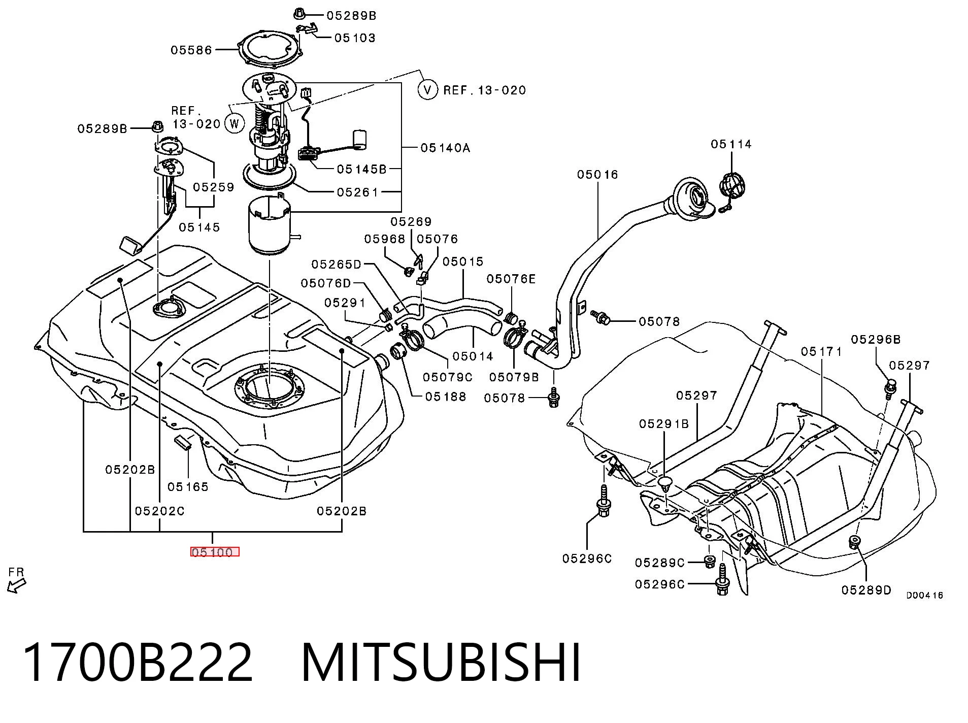 1700B222 Mitsubishi Tanque de combustível