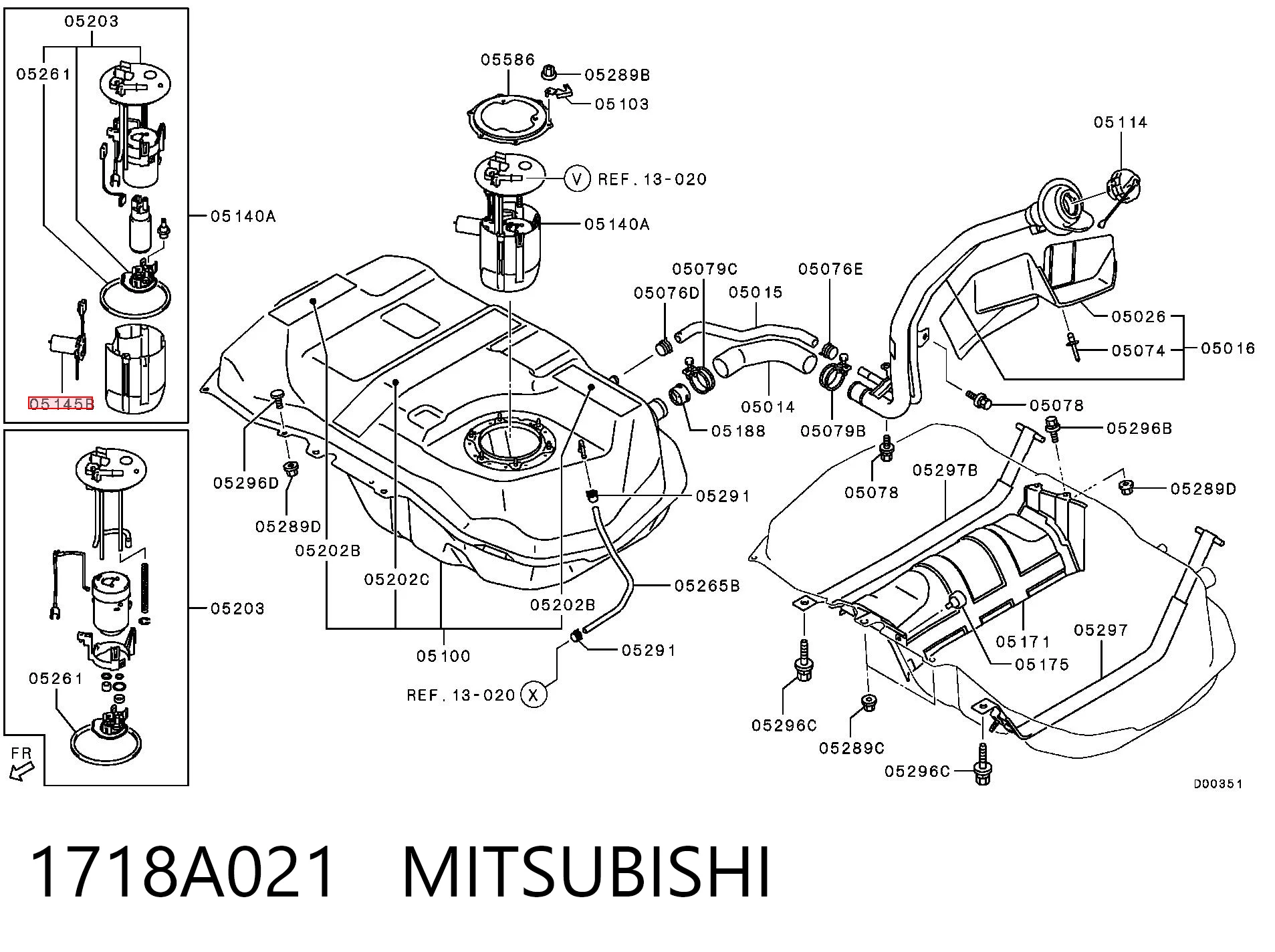 1718A021 Mitsubishi Sensor do nível de combustível no tanque