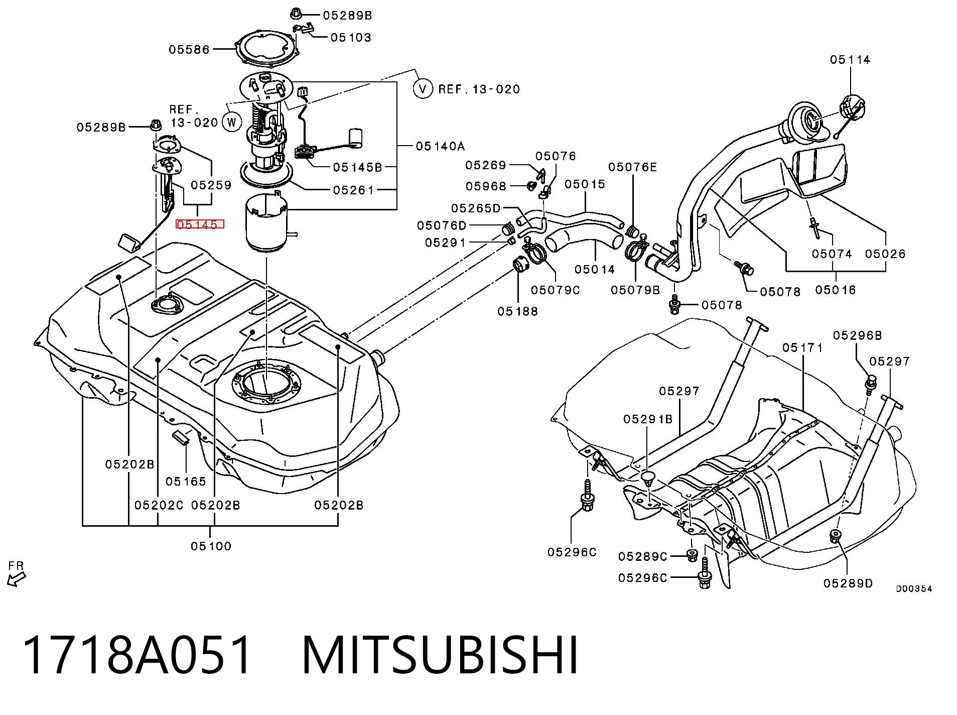 1718A051 Mitsubishi Sensor do nível de combustível no tanque