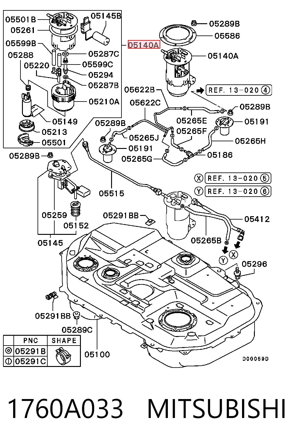  Módulo de bomba de combustível com sensor do nível de combustível Mitsubishi Outlander I SUV (CU) (2003 - 2008) I
