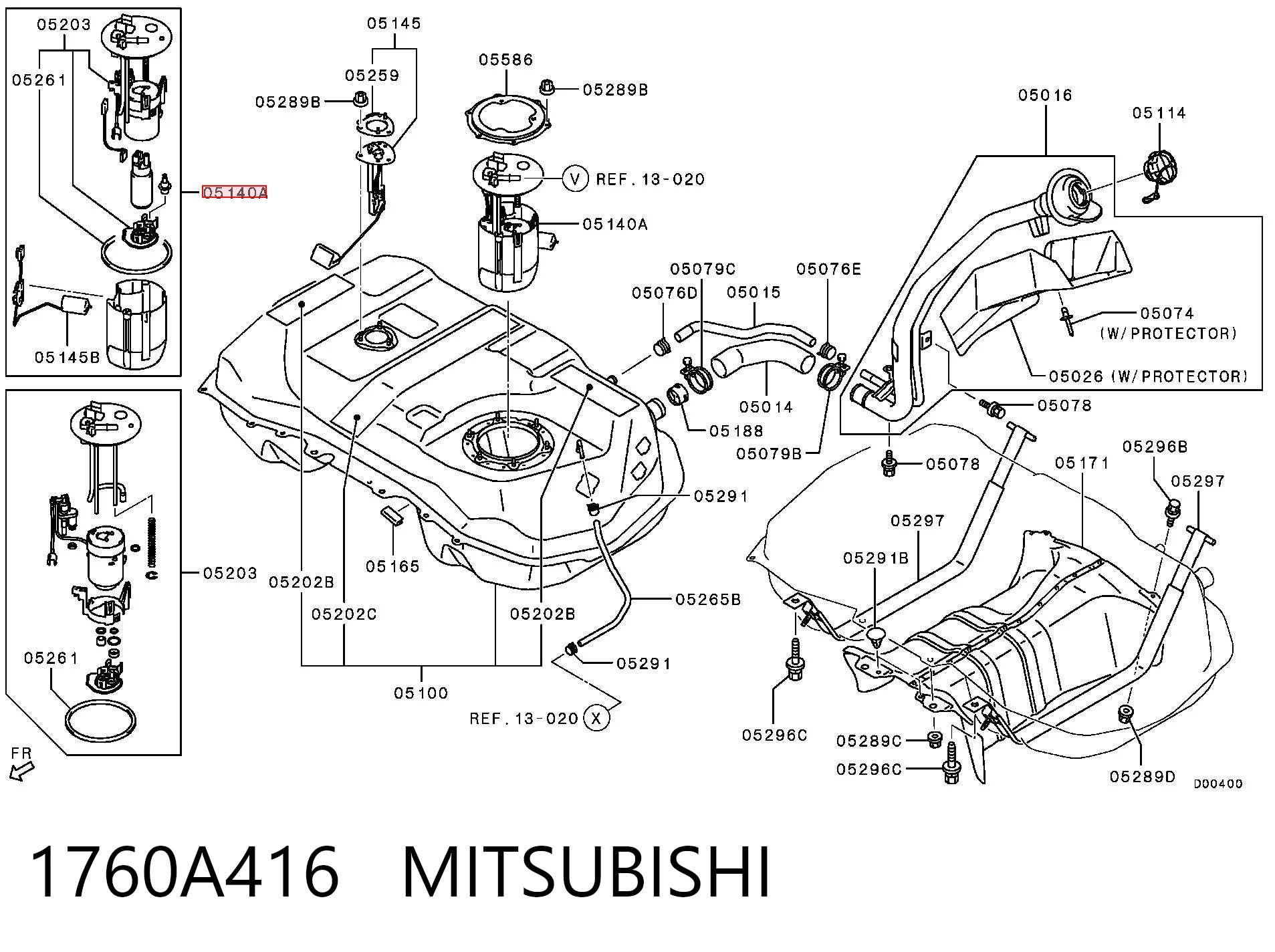Módulo de bomba de combustível com sensor do nível de combustível para Mitsubishi Outlander III GF, GG