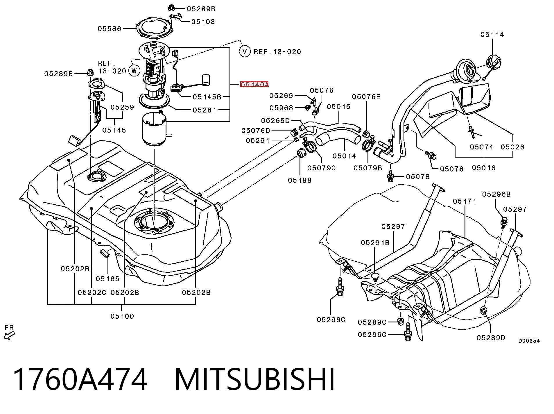 1760A474 Mitsubishi Módulo de bomba de combustível com sensor do nível de combustível