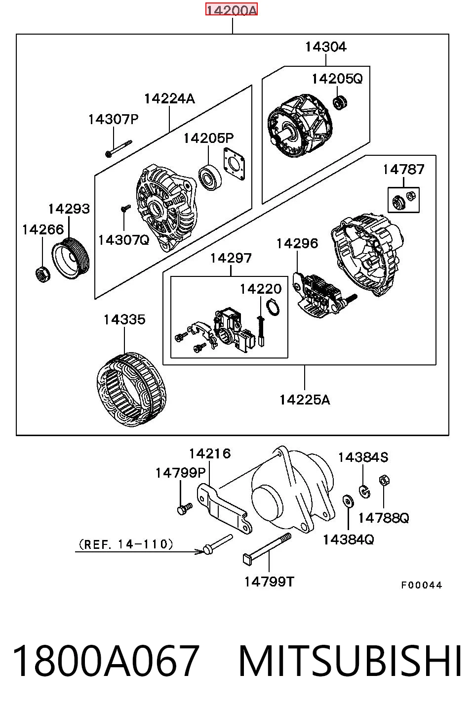 1800A067 Mitsubishi Gerador