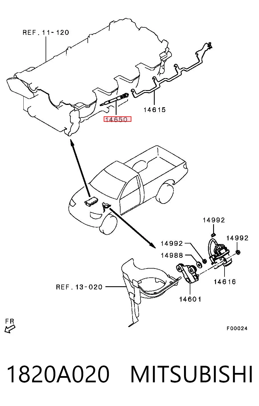 1820A020 Mitsubishi Vela de incandescência