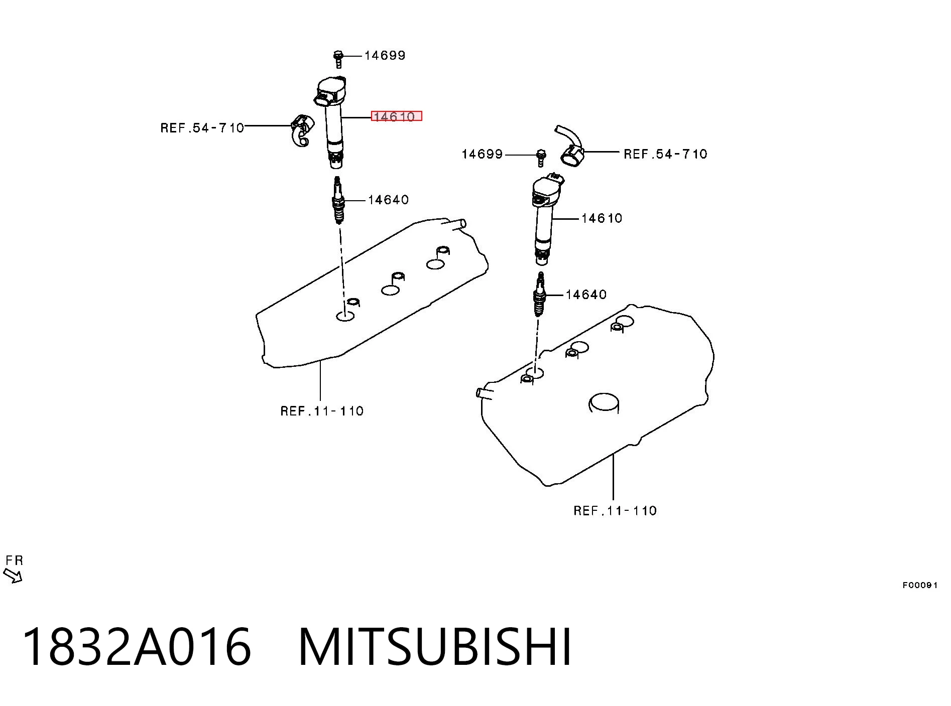 1832A016 Mitsubishi Bobina de ignição