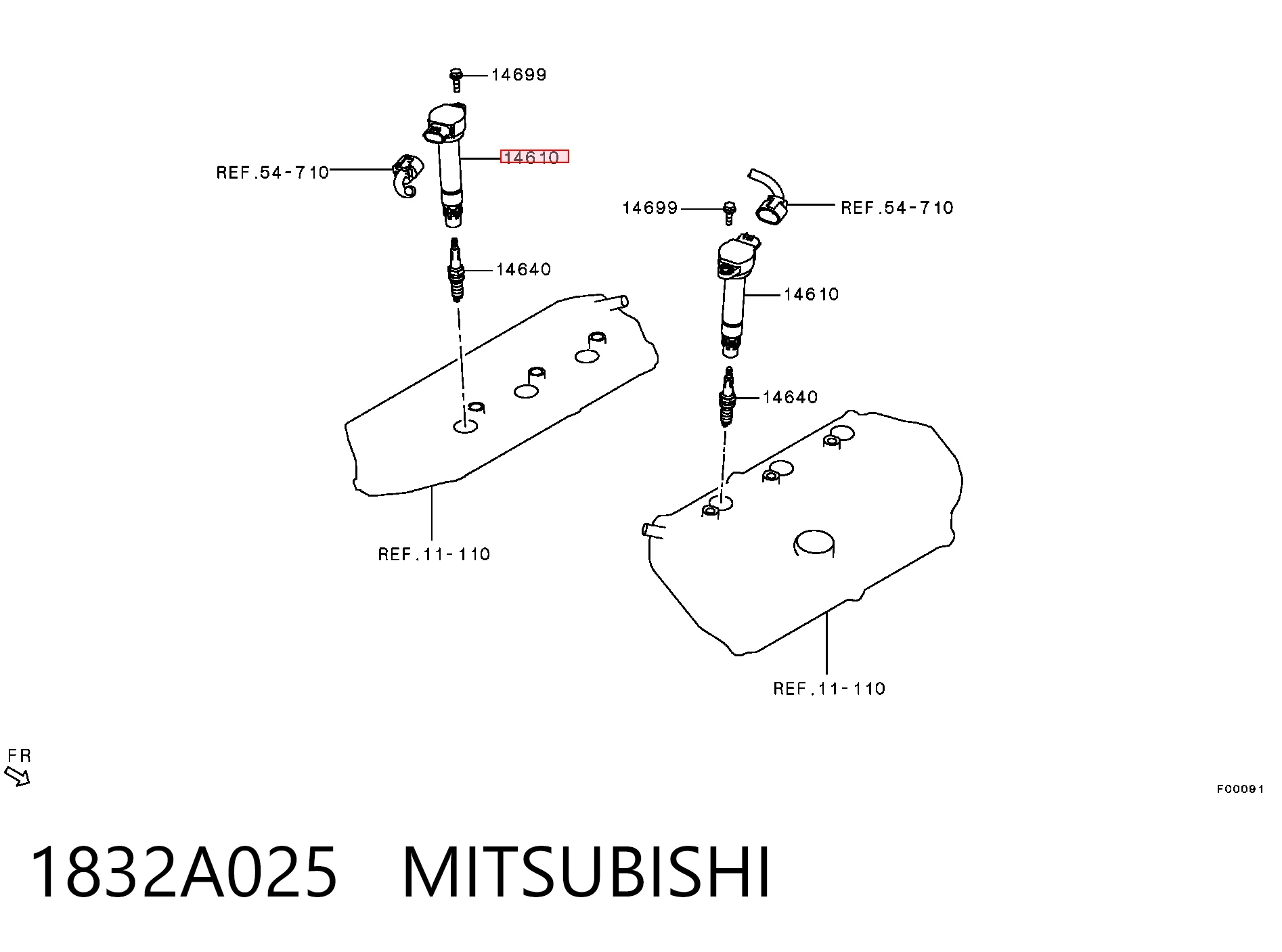 1832A025 Mitsubishi Bobina de ignição