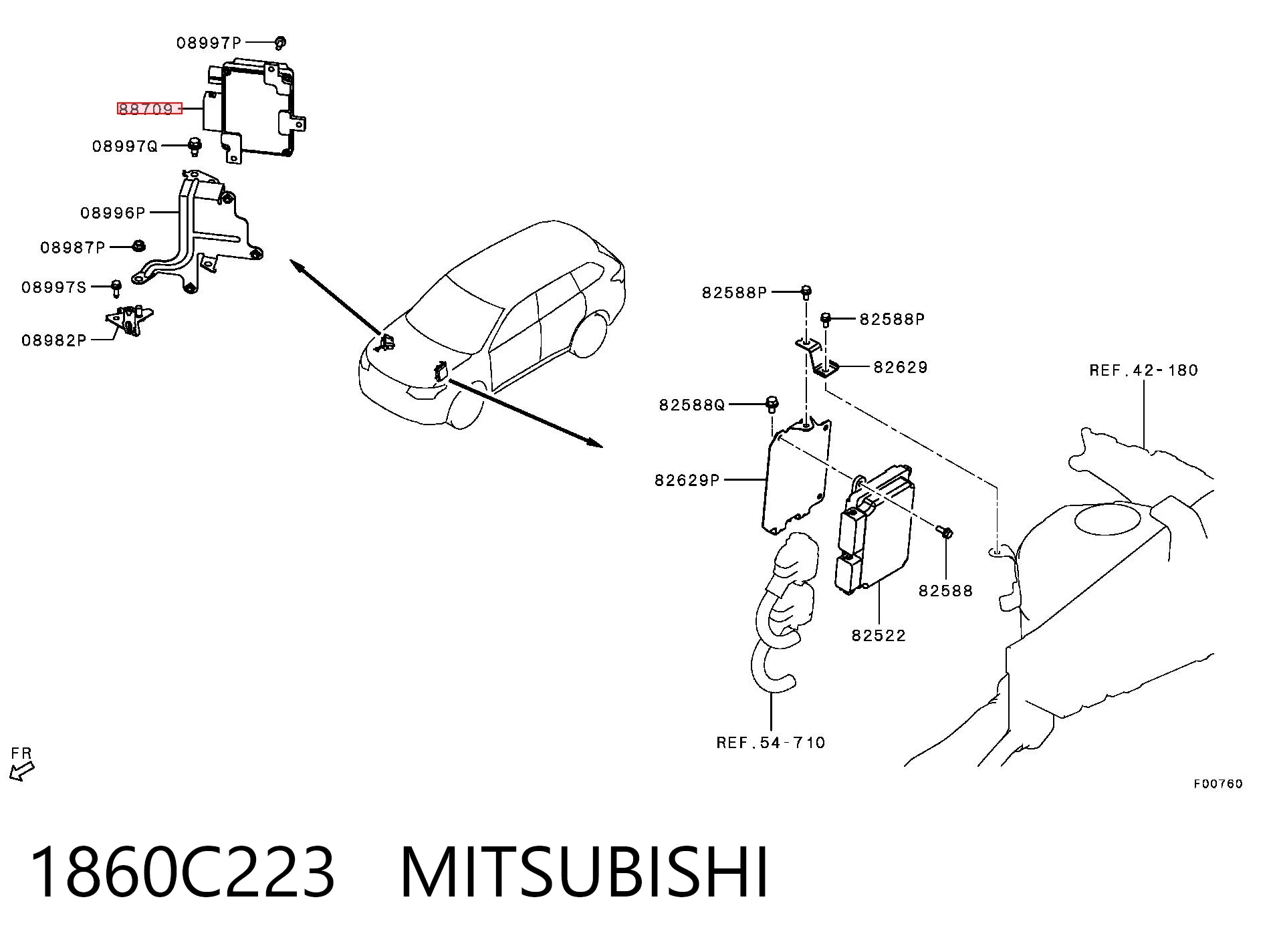 1860C223 Mitsubishi Módulo de direção (Centralina eletrônica) da Caixa Automática de Mudança eletrônica