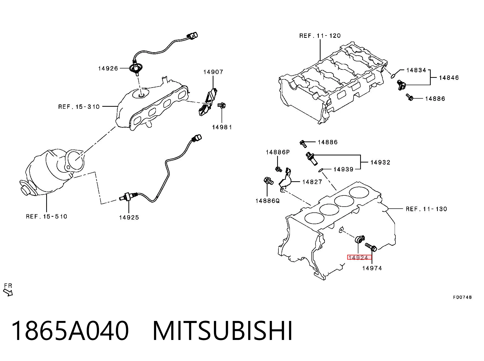 Sensor de detonação para Mitsubishi Outlander III GF, GG