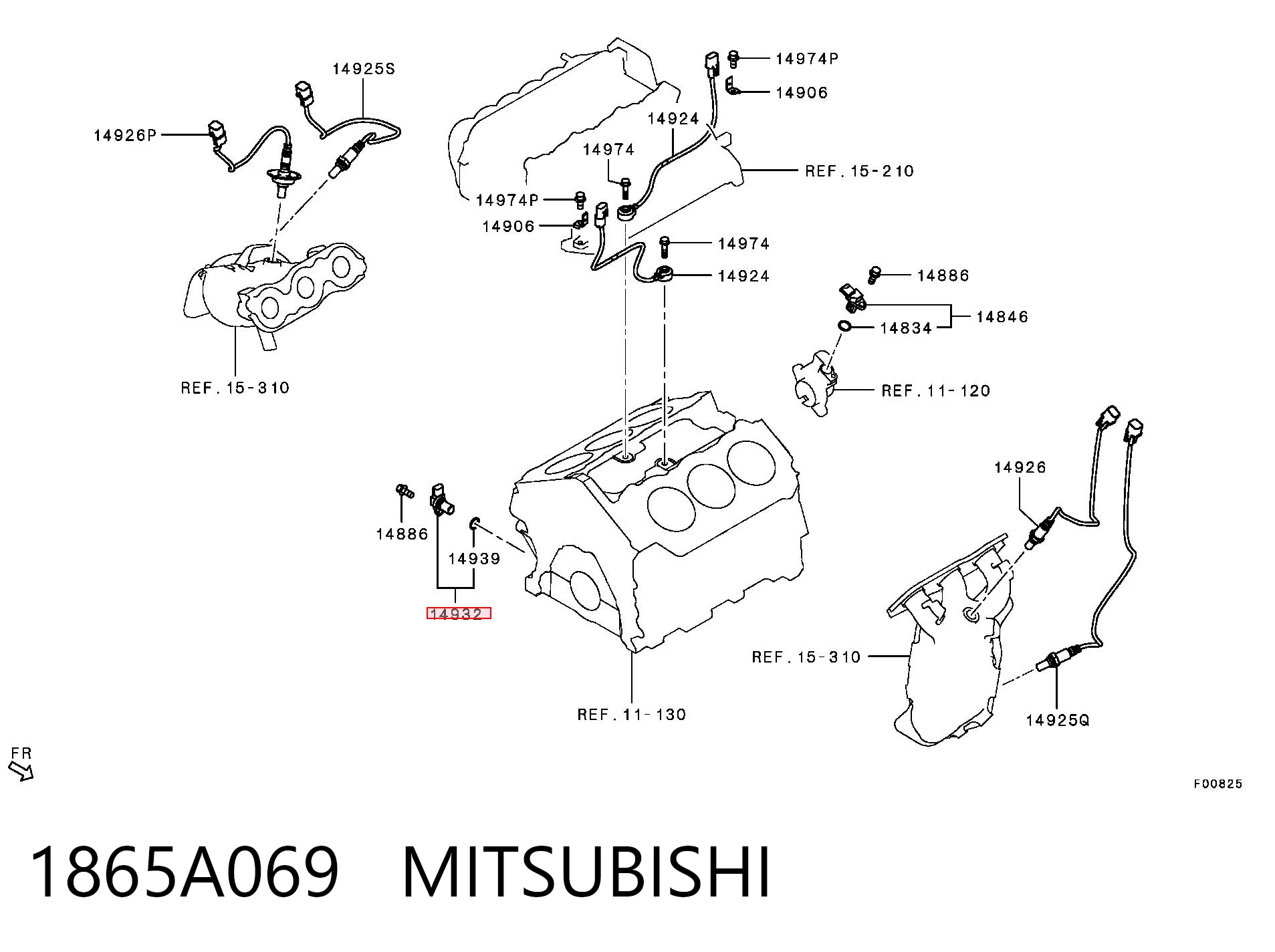 1865A069 Mitsubishi Sensor de posição (de revoluções) de cambota