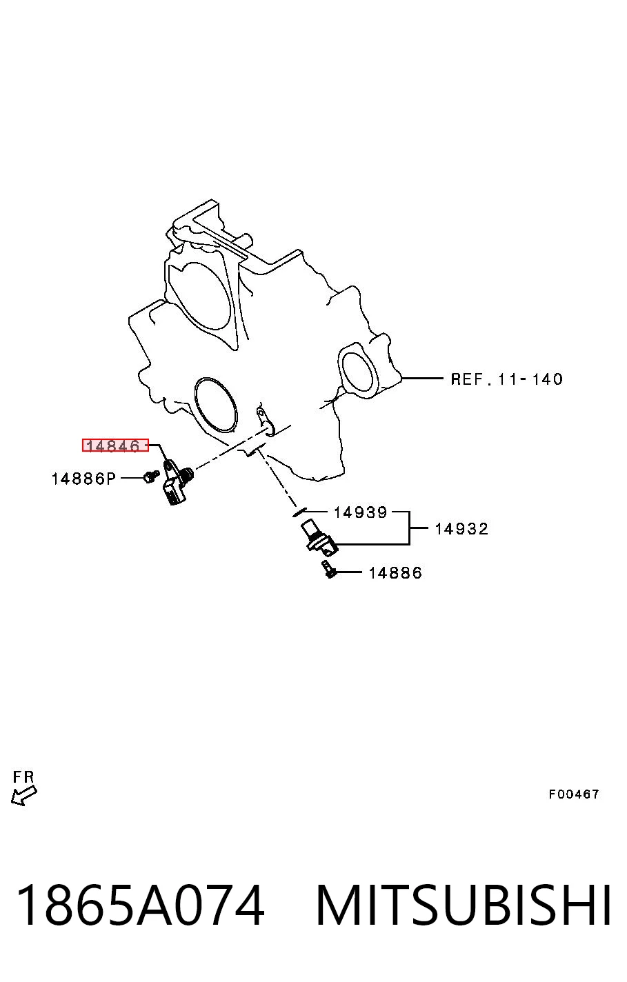 1865A074 Mitsubishi Sensor de posição (de revoluções) de cambota
