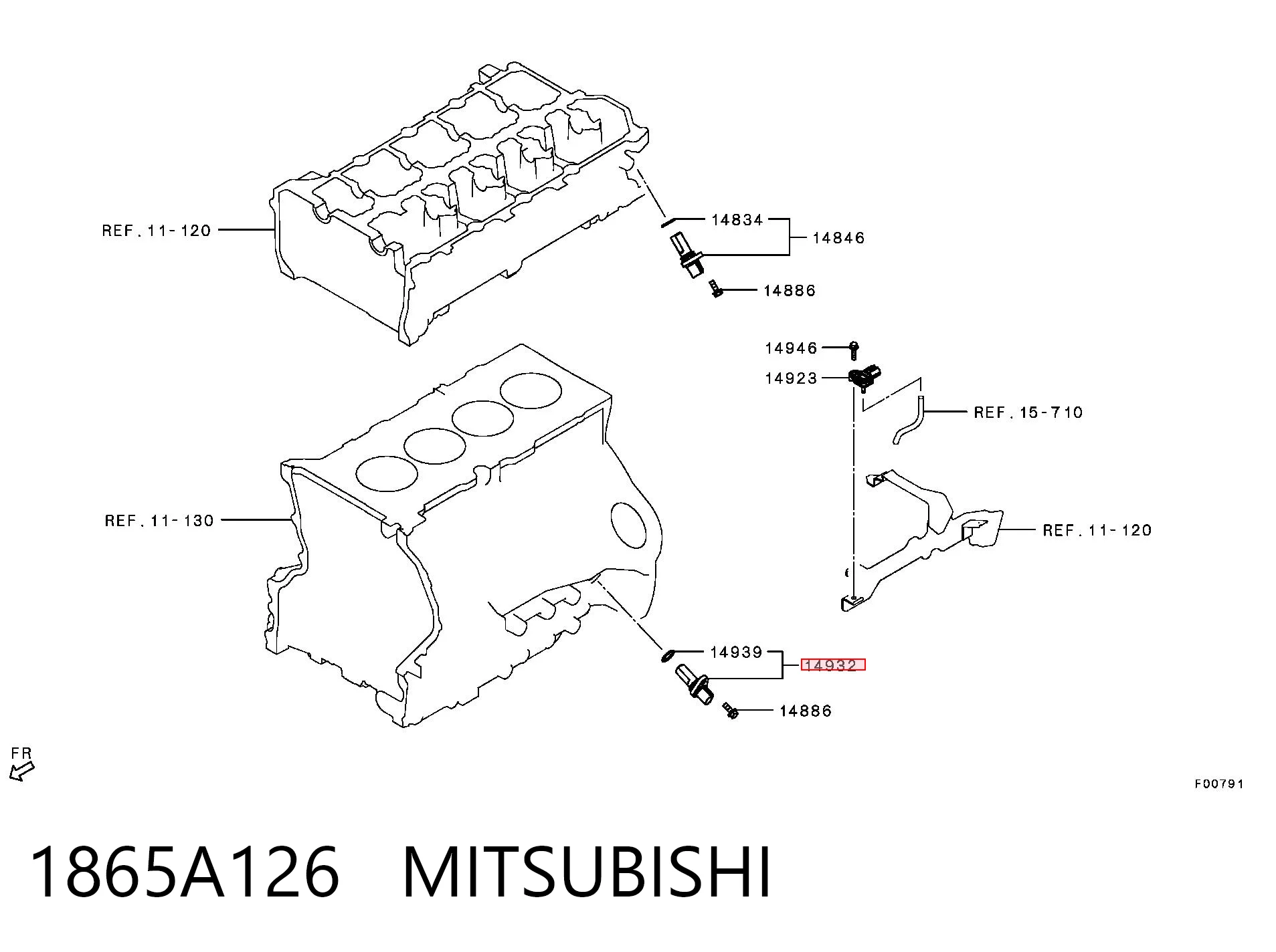 1865A126 Mitsubishi Sensor de posição (de revoluções) de cambota