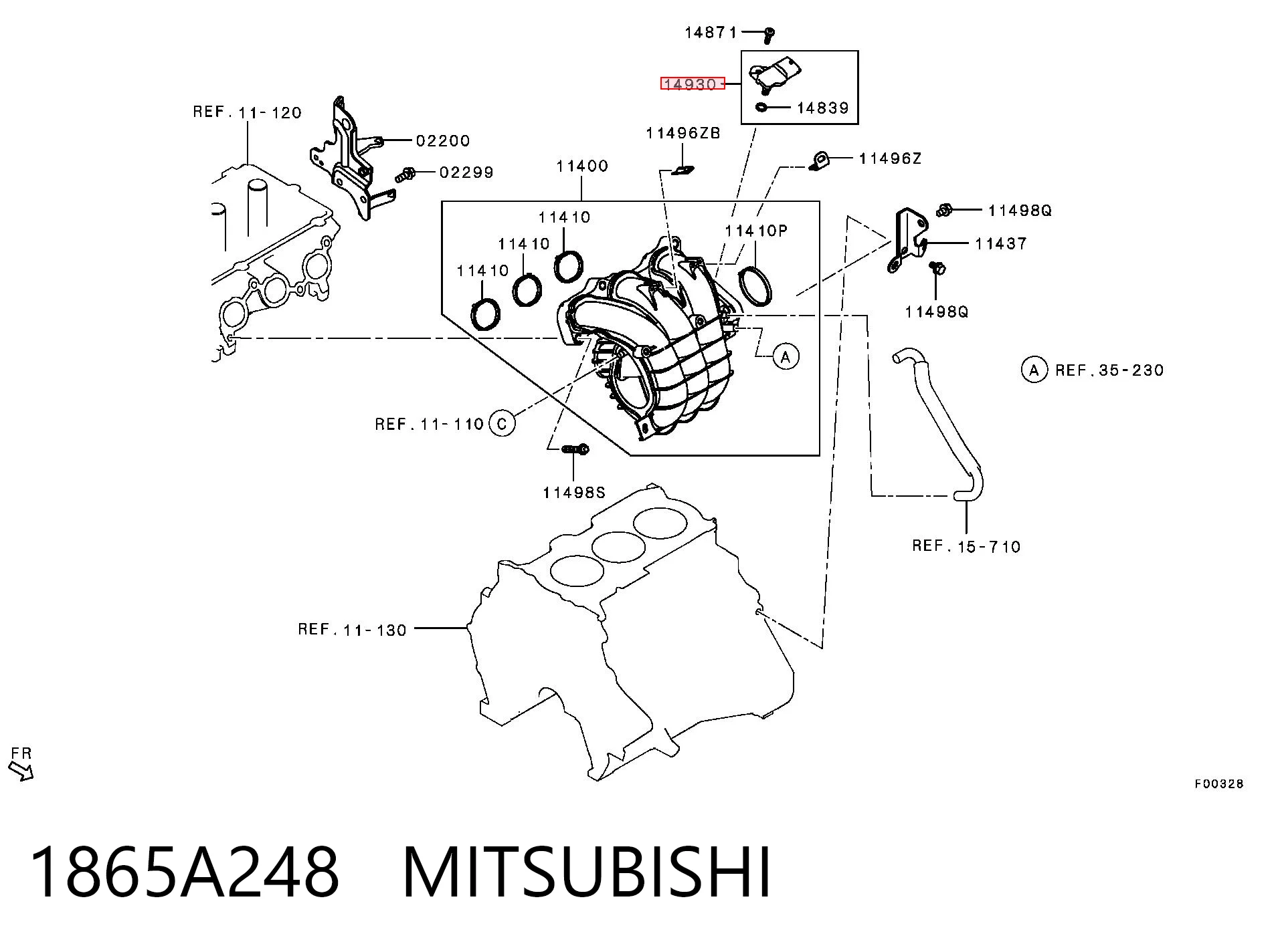 1865A248 Mitsubishi Sensor de pressão no coletor de admissão, MAP