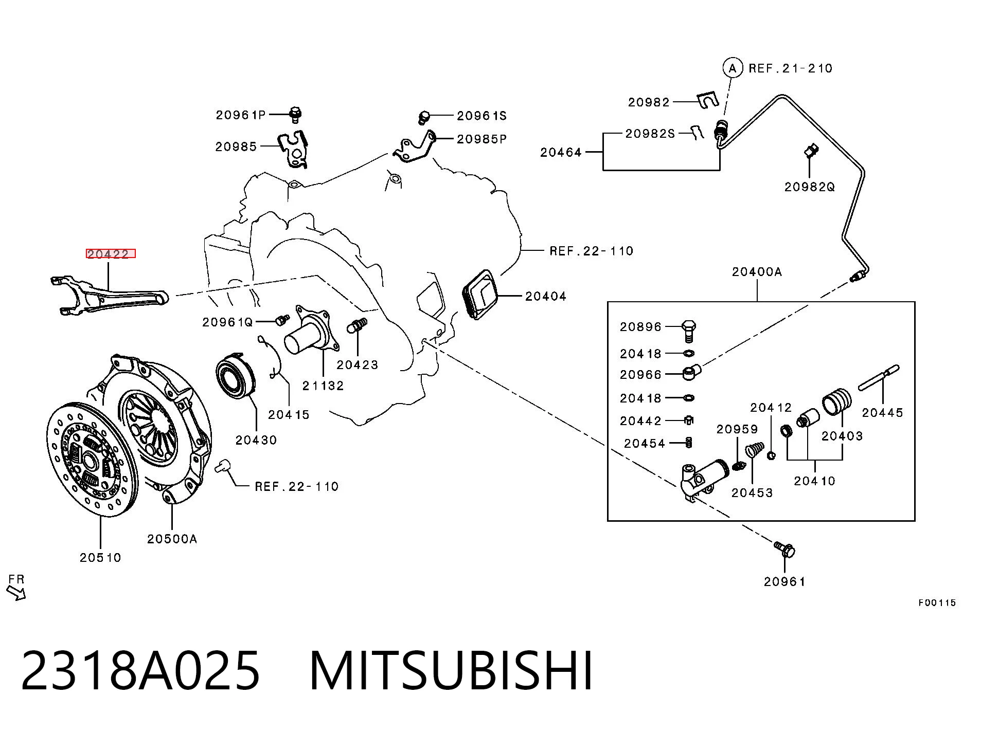 Forquilha de embraiagem para Mitsubishi Lancer X CY_A, CZ_A