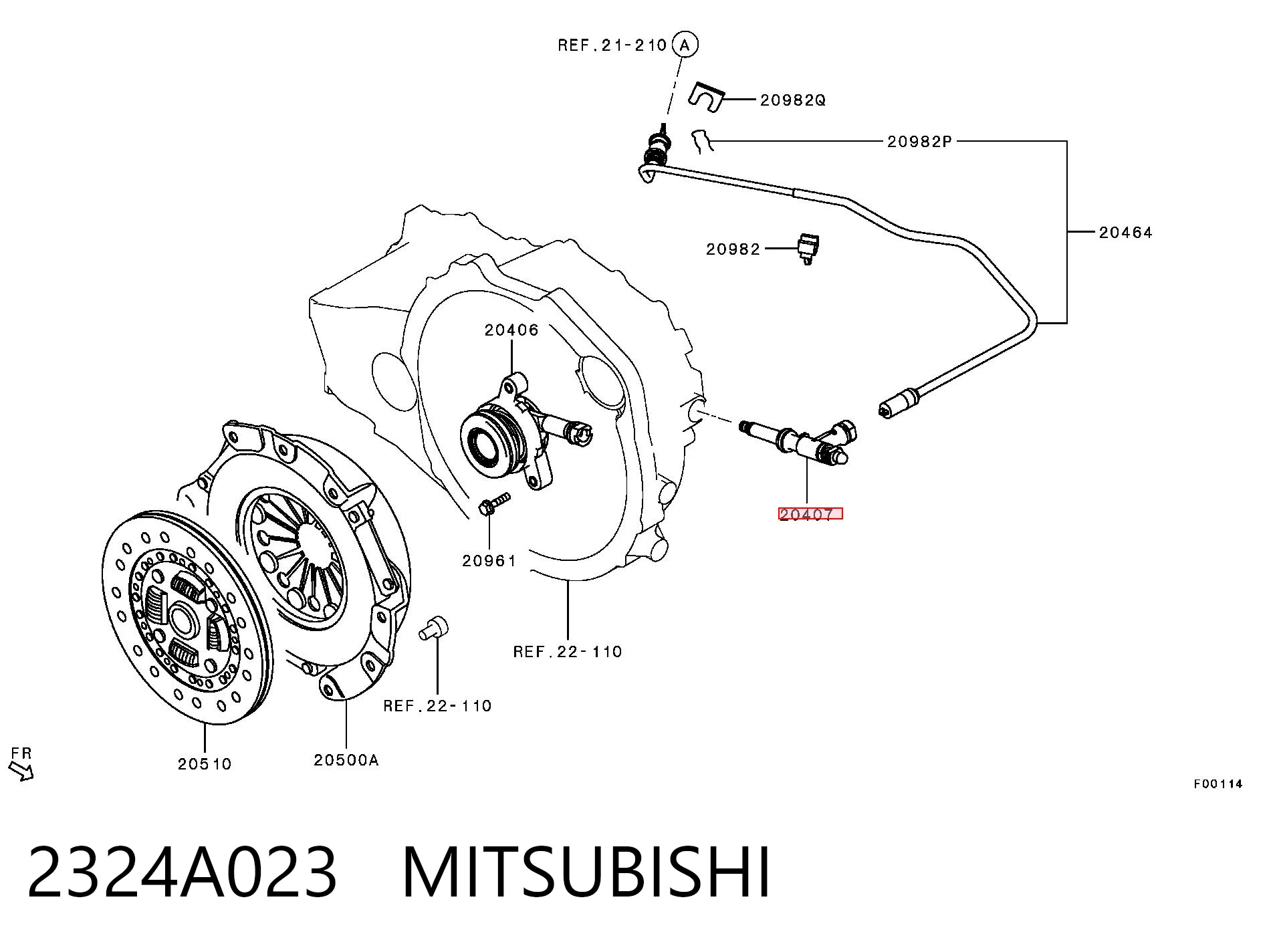 2324A023 Mitsubishi União em T de tubo de embraiagem