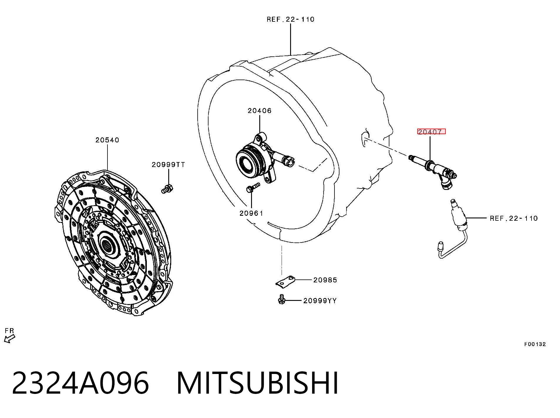 2324A096 Mitsubishi União em T de tubo de embraiagem