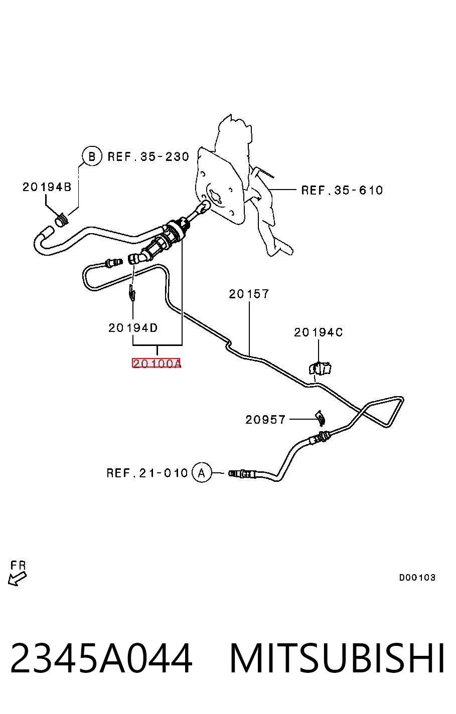 2345A044 Mitsubishi Cilindro mestre de embraiagem