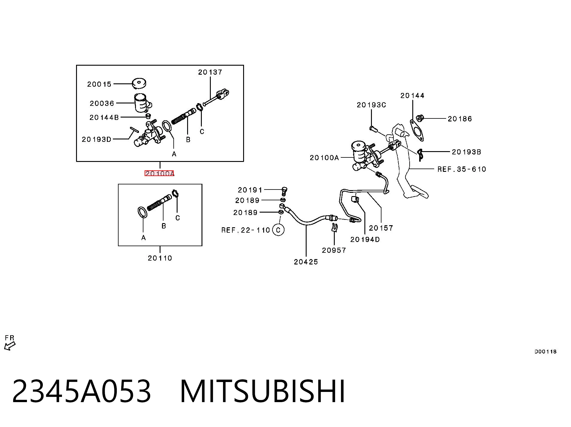 2345A053 Mitsubishi Cilindro mestre de embraiagem