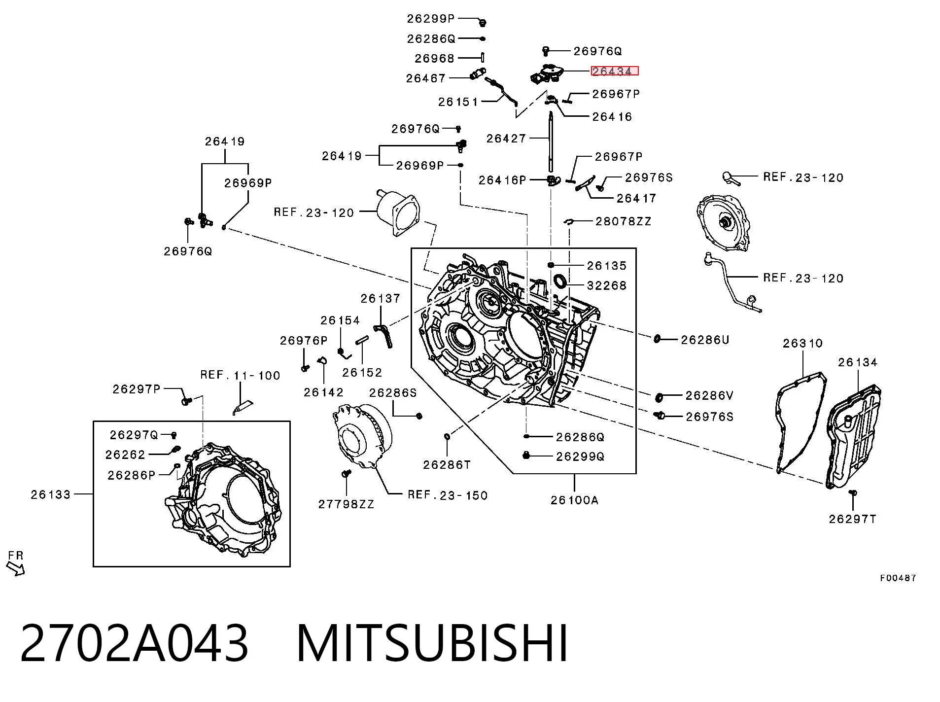 2702A043 Mitsubishi Sensor de posição de seletor da Caixa Automática de Mudança