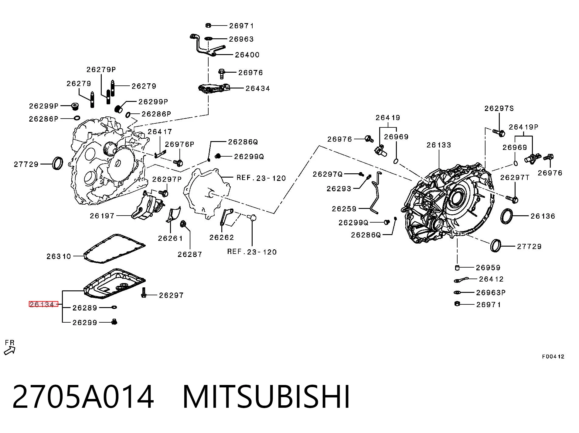 2705A014 Mitsubishi Cárter da Caixa Automática de Mudança