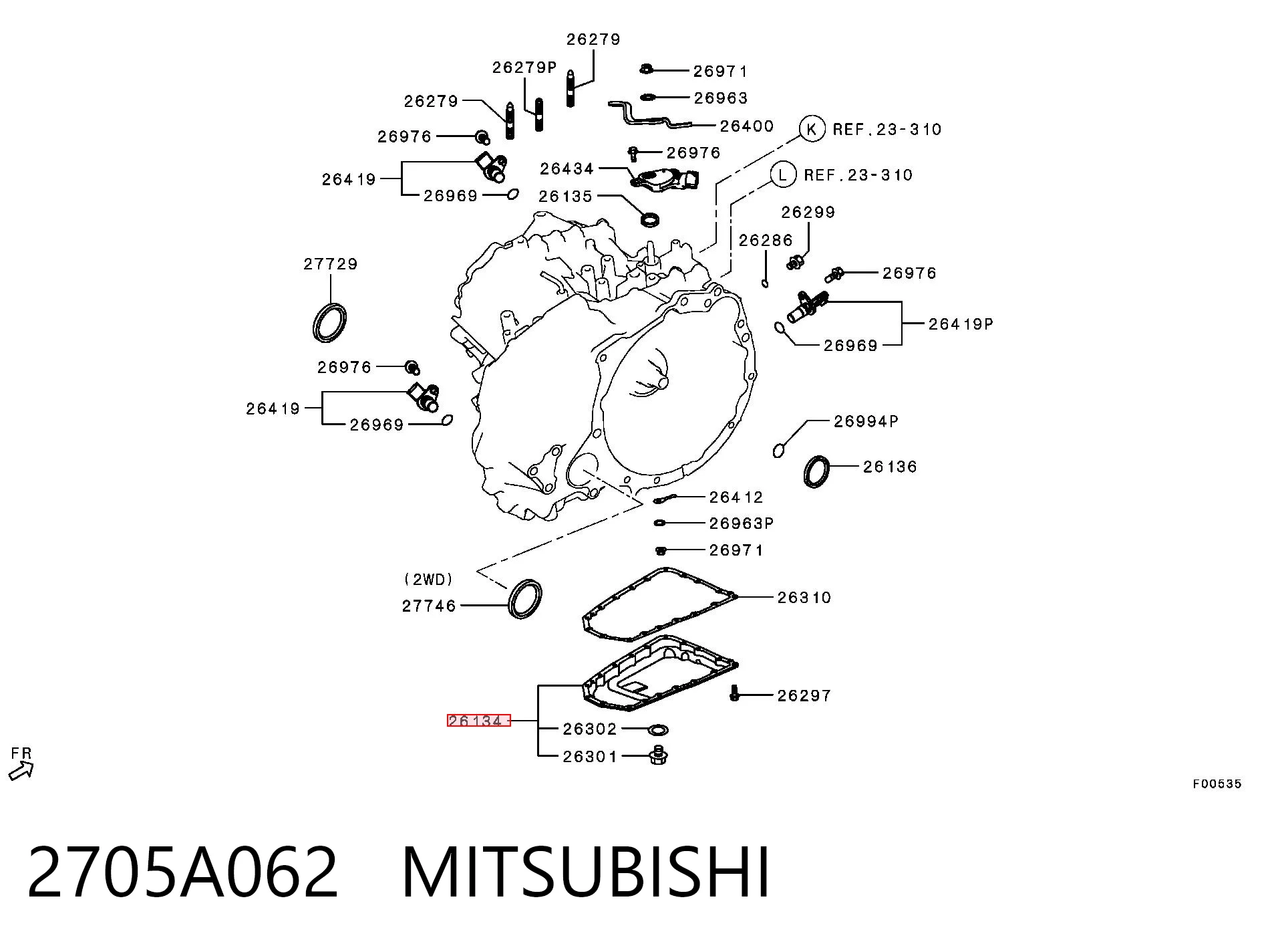 2705A062 Mitsubishi Cárter da Caixa Automática de Mudança