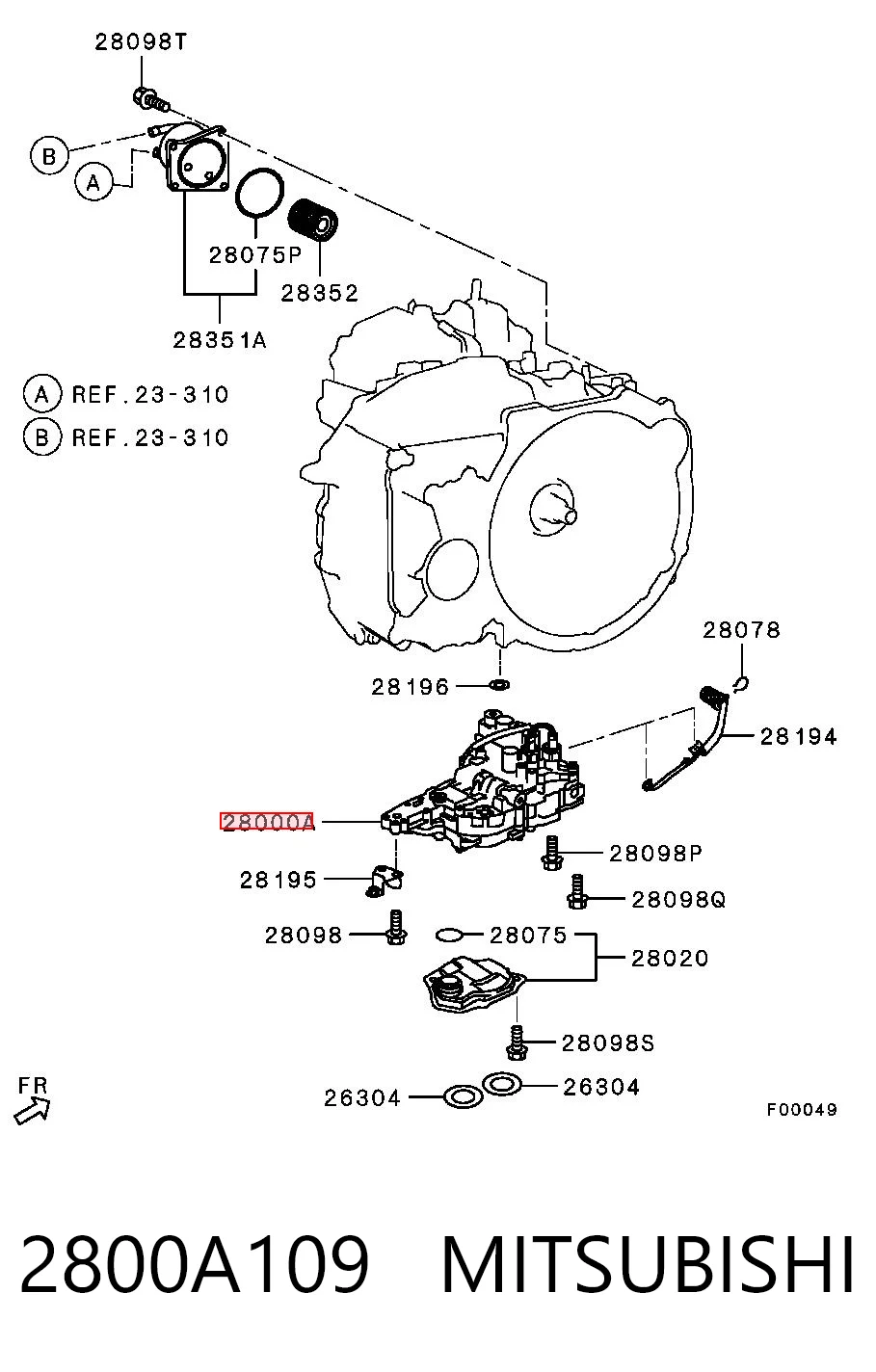 2800A109 Mitsubishi Unidade hidráulica da Caixa Automática de Mudança
