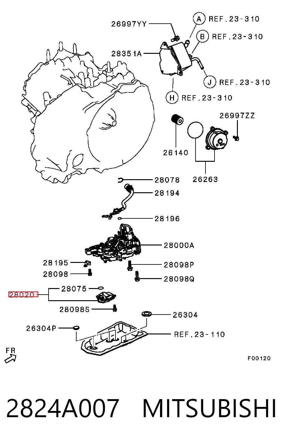 2824A007 Mitsubishi Filtro da Caixa Automática de Mudança
