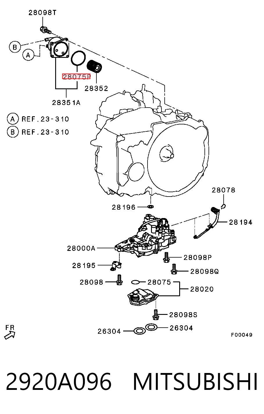 2920A096 Mitsubishi Vedante anular de filtro da Caixa Automática de Mudança