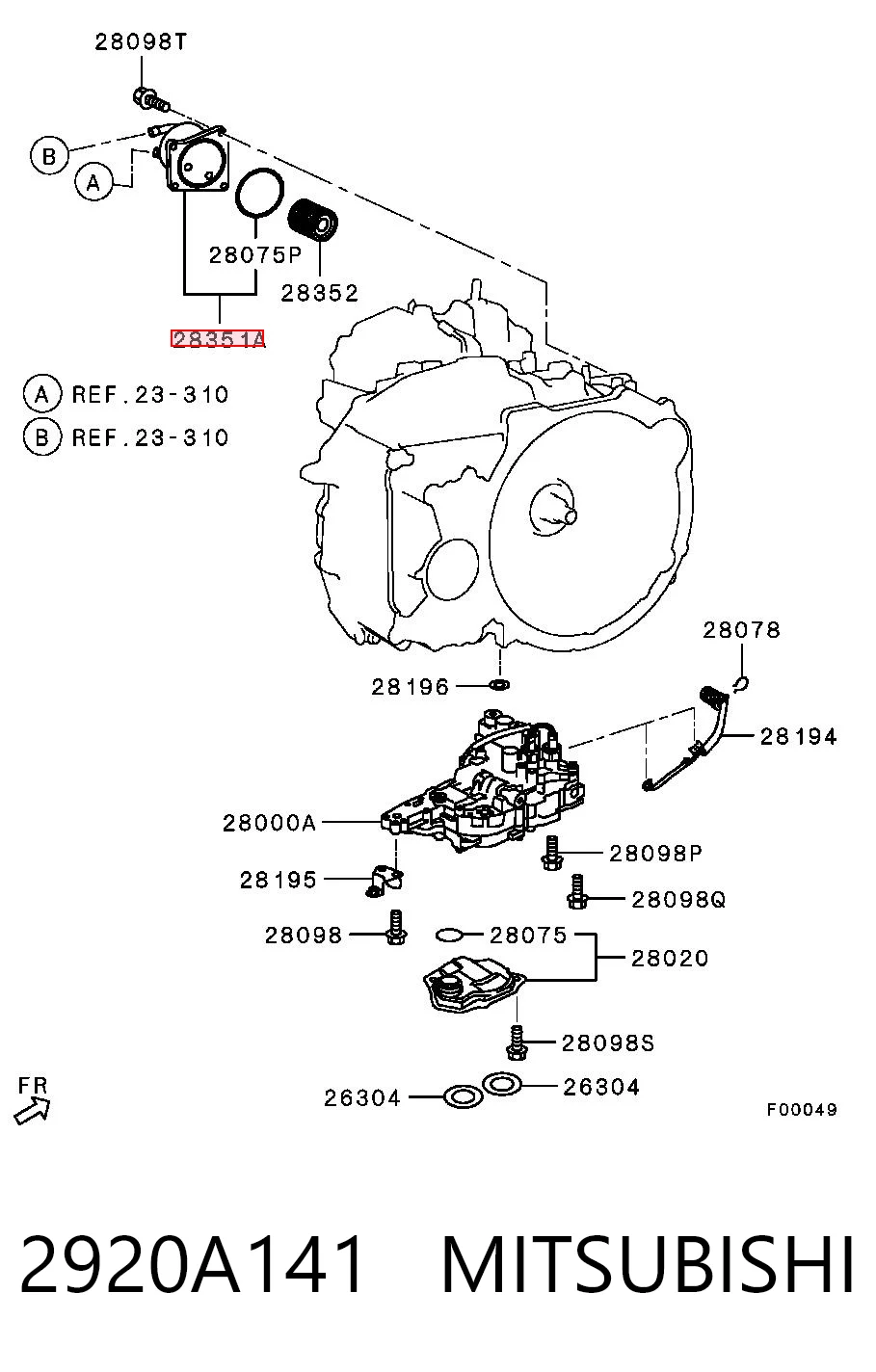2920A141 Mitsubishi Radiador de esfriamento, Caixa Automática de Mudança