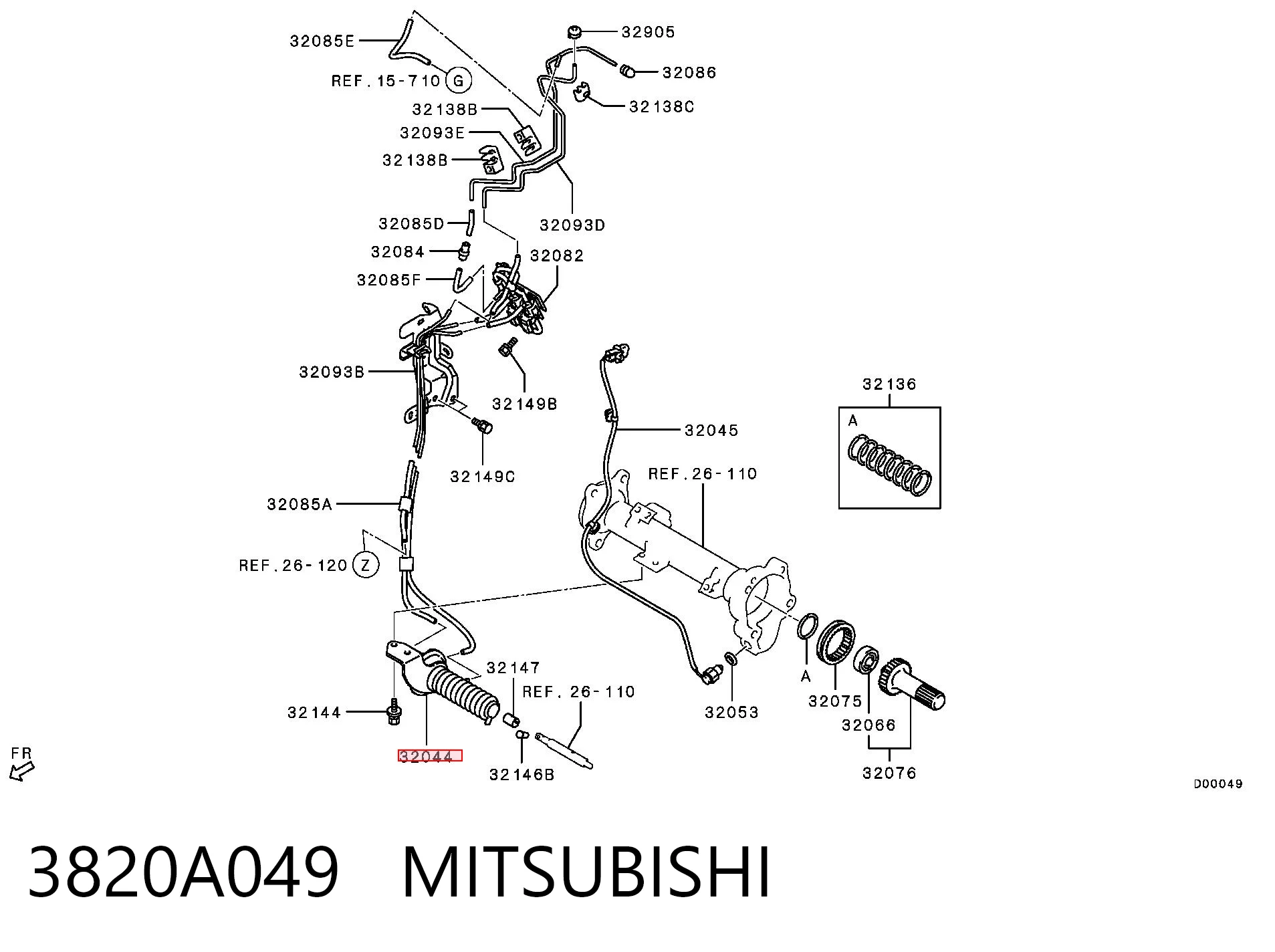 3820A049 Mitsubishi Acoplamento da polia do gerador, elástico
