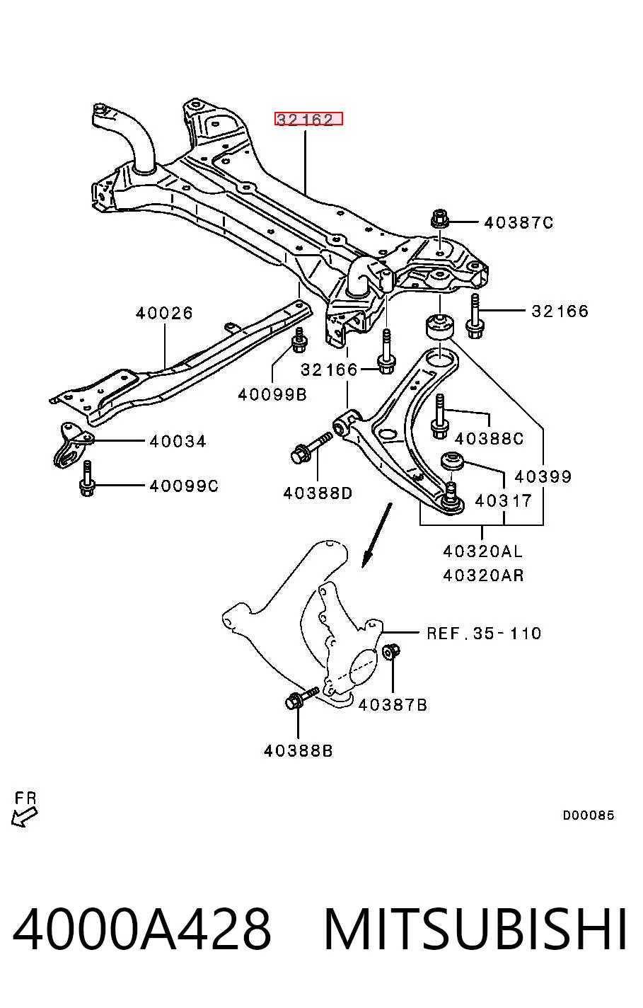 4000A428 Mitsubishi Viga de suspensão dianteira (plataforma veicular)