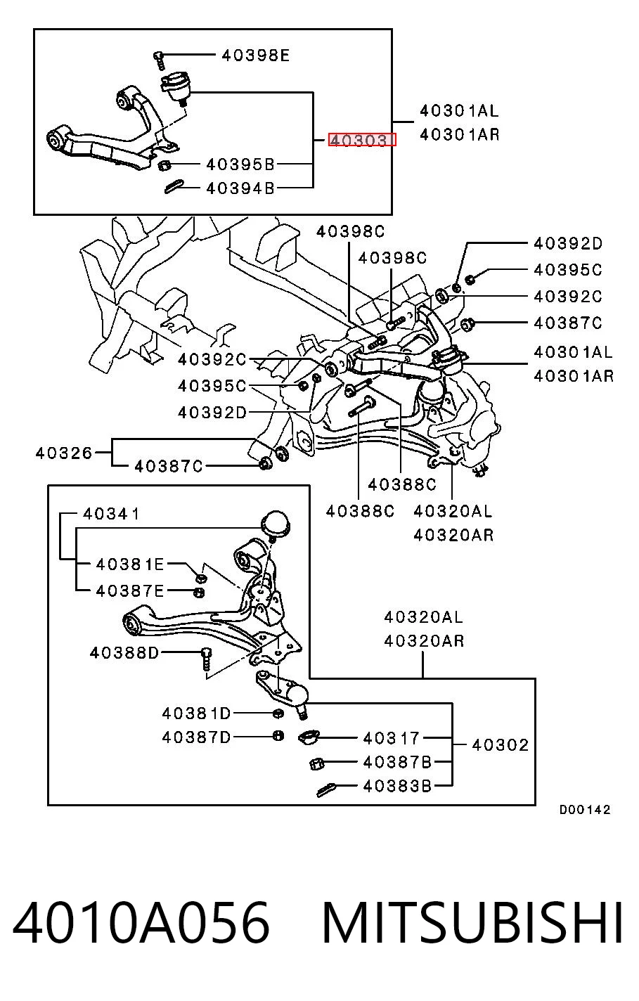 4010A056 Mitsubishi Suporte de esfera superior