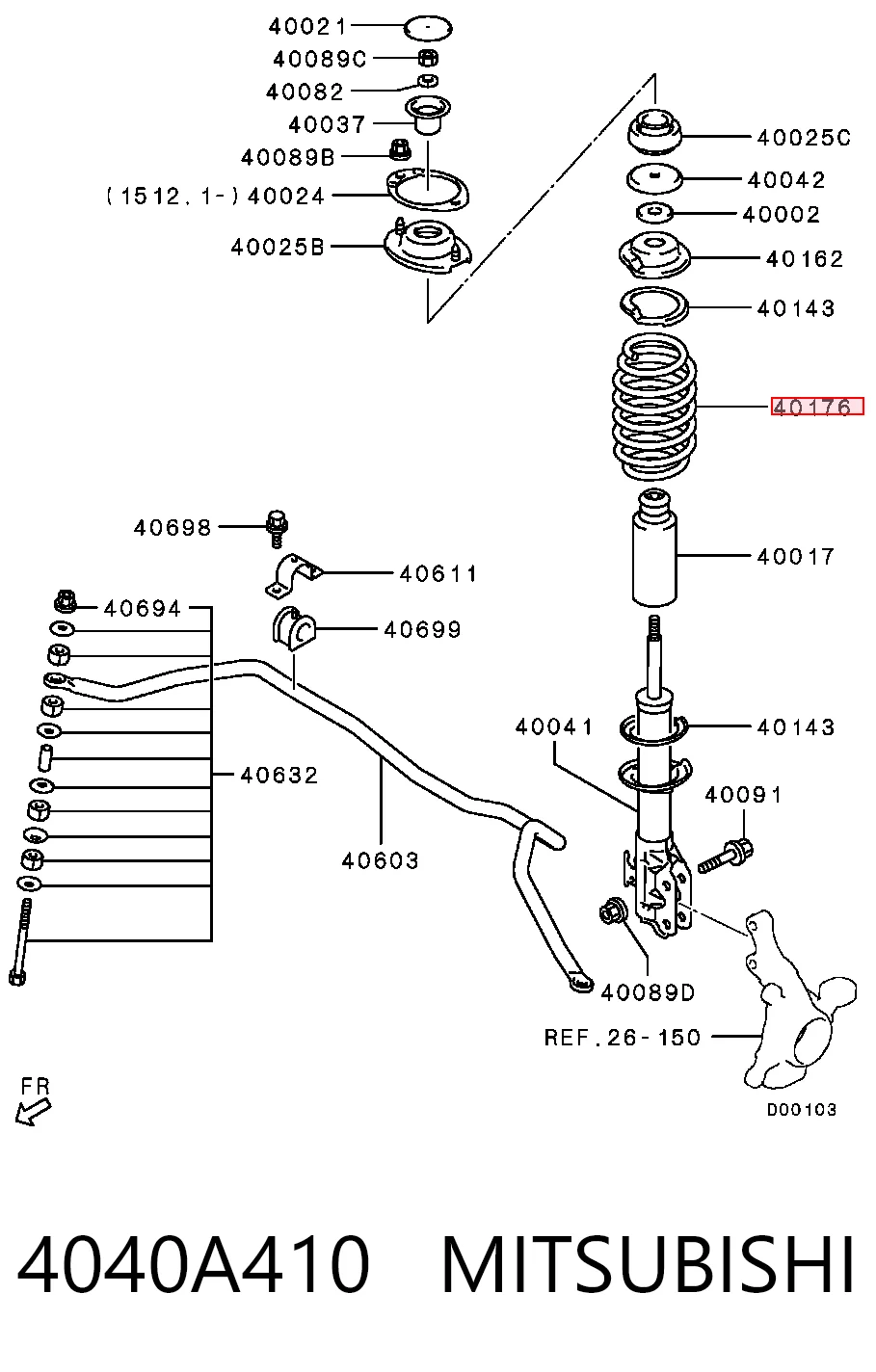 Mola dianteira para Mitsubishi Space Star MIRAGE A0